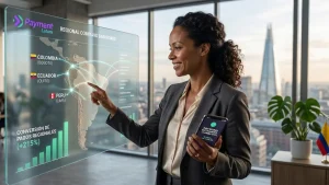 Foto 1 Una empresaria monitorea el crecimiento de su red de pagos en Perú, Colombia y Ecuador a través de la infraestructura unificada de Payment Latam.